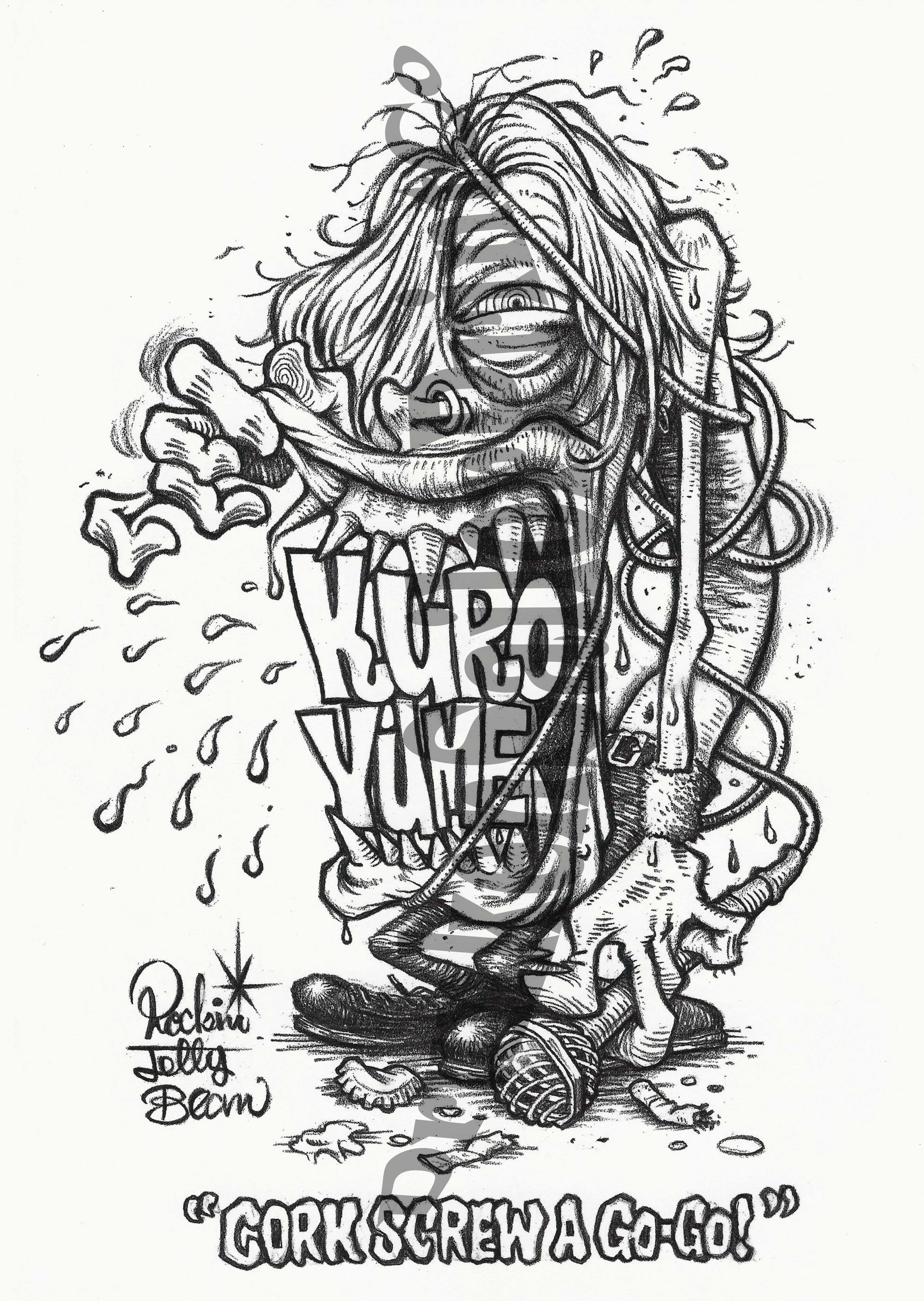 Rockin Jelly Bean "CorkScrew A Go-Go!", Art Poster, Print. Marked "PROMOTIONAL USE ONLY"